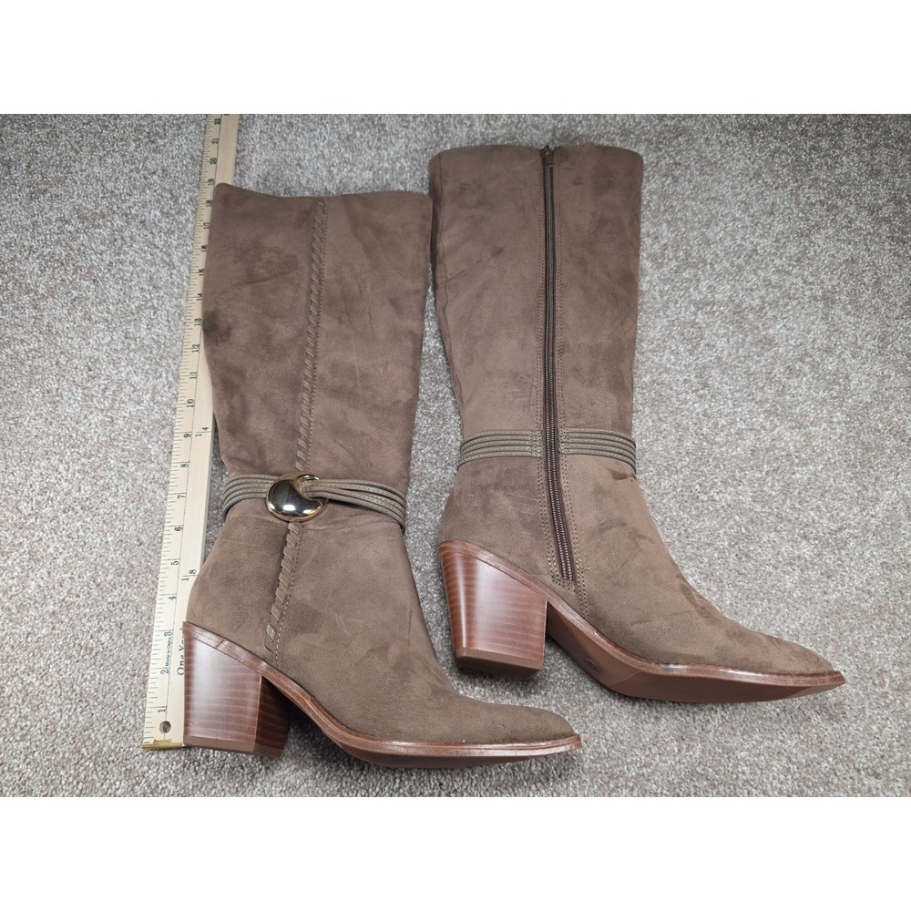 Universal Thread Womens Brown Faux Suede Tall Block Heel Boots Size 8 Pointed